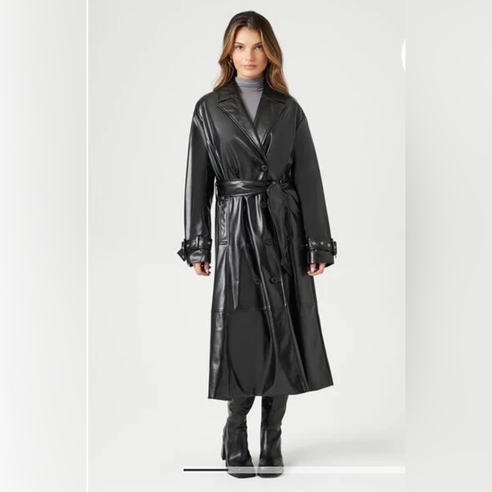 Black Leather Trench Coat
